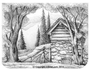 Lora Irish Stone Barn Drawing