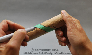 tracing the pattern for a walking stick