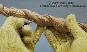 creating round gouge snake scales in wood carving