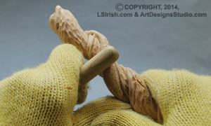 creating round gouge snake scales in wood carving