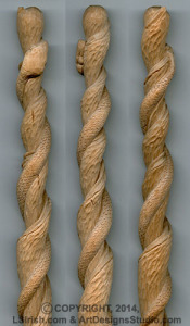 Sassafras Twisted Snake Cane Wood Carving