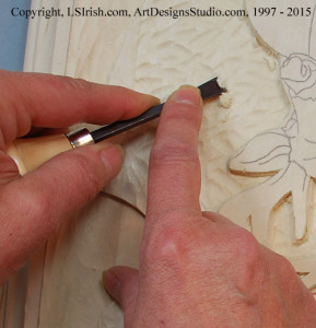 Round gouge texture in a relief wood carving background
