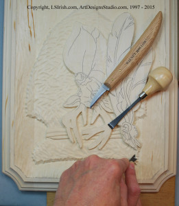 Adding texture to a relief wood carving background
