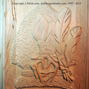 Shaping feathers in wood carving