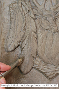 How to dry brush paint a relief wood carving