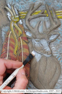 How to dry brush paint a relief wood carving