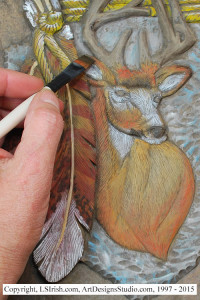 How to dry brush paint a relief wood carving