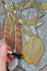 How to dry brush paint a relief wood carving