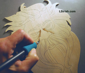 Wood burning the wood spirit face