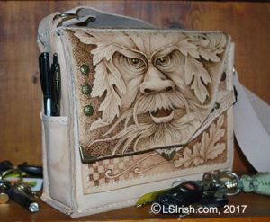 Greenman Pyrography Leather Purse, Irish