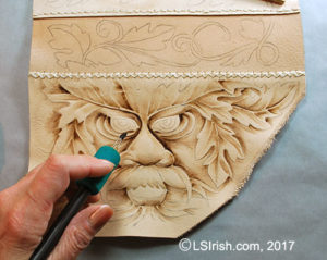 wood burning on leather