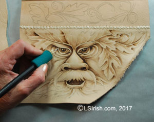 wood burning on leather