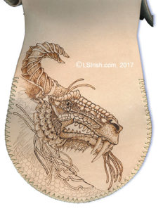 dragon leather pyrography purse